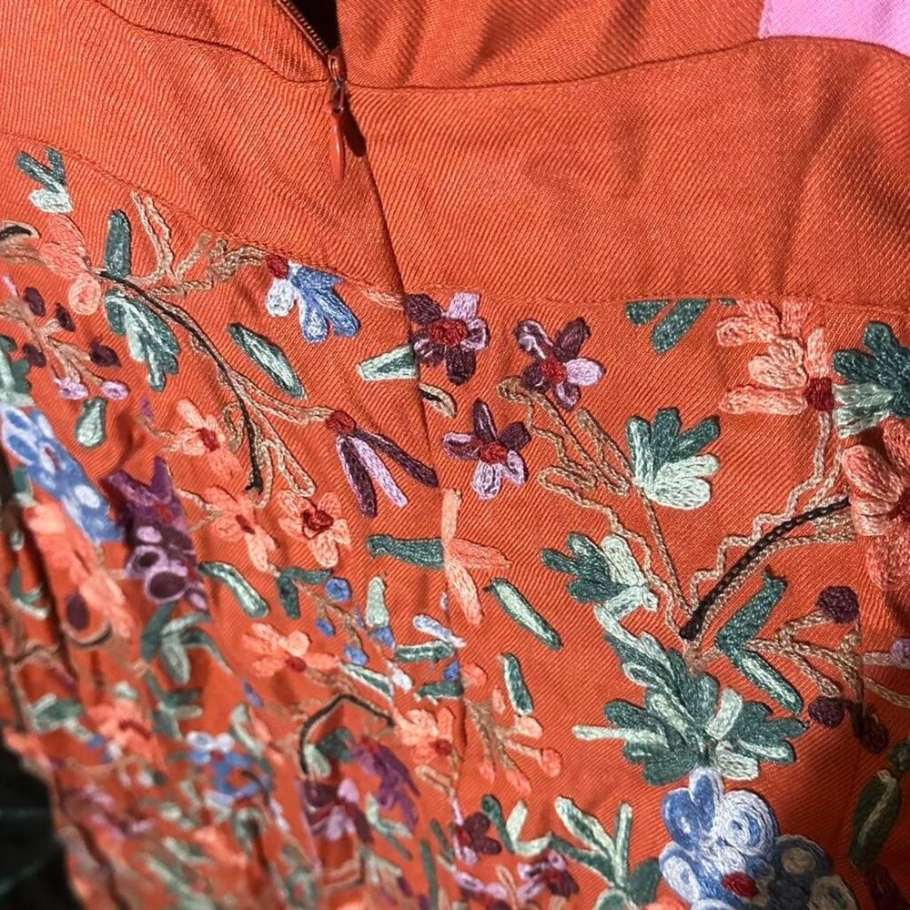 Nataya Floral Embroidered Silk Tassel Dress Large - Picture 3 of 8